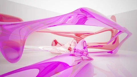 Abstract architectural interior with colored smooth glass sculpture. 動画素材 83294527