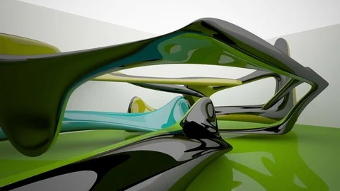 Abstract architectural interior with colored smooth sculpture. 動画素材 83298492