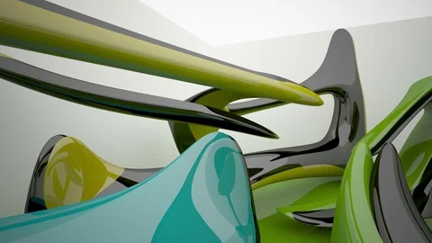 Abstract architectural interior with colored smooth sculpture. 動画素材 83299373
