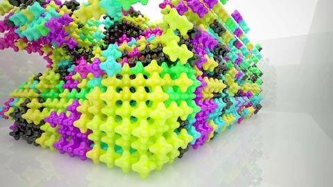 Abstract architectural interior with colored smooth glass sculpture.  Stock Footage 83347120