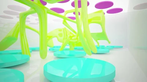 Abstract architectural interior with colored smooth glass sculpture. 動画素材 83527870