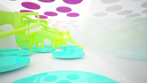 Abstract architectural interior with colored smooth glass sculpture. Stock-Footage 83527876