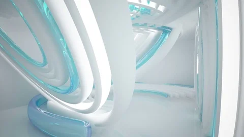 Abstract architectural interior with colored smooth glass sculpture. Stock Footage 85235523