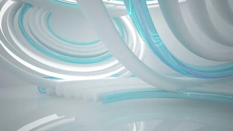 Abstract architectural interior with colored smooth glass sculpture. 動画素材 85252757