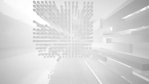 Abstract architectural interior. Night view. Video stock 69271475