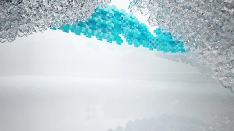 Abstract architectural interior with white sculpture and geometric gradient glas Stock Footage 83113832