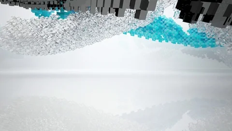 Abstract architectural interior with white sculpture and geometric gradient glas Видео 83124743