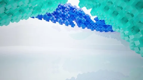 Abstract architectural interior with white sculpture and geometric gradient glas Видео 83150991