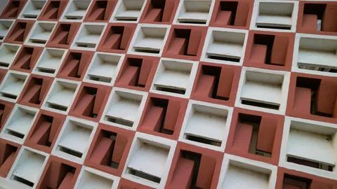Abstract architectural pattern of a modern geometric repeating square elements. Stock Photos