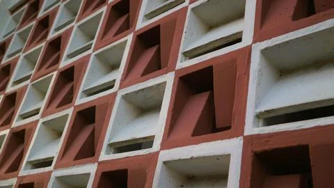 Abstract architectural pattern of a modern geometric repeating square elements. Stock Photos