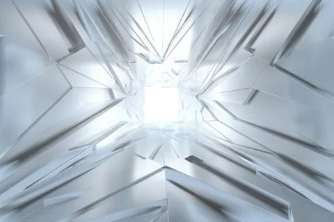 Abstract Architectural tunnel light Irregular triangle Futuristic background Stock Illustration