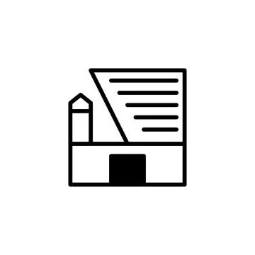 Abstract architectural vector icon depicting urban skyscraper with geometri.. Stock Illustration