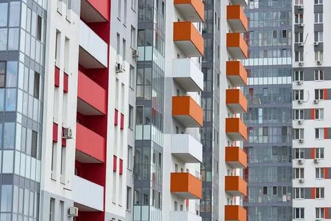 Abstract architectural view of high-rise apartment buildings Stock Photos
