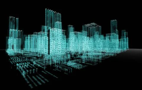 Abstract architecture 3d abstract architecture concept.Binary Language Cop... Stock Photos