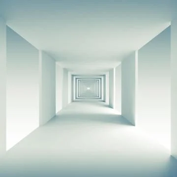 Abstract architecture 3d background, empty corridor perspective Ilustración de archivo