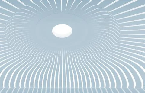 Abstract architecture 3d interior with light stripes pattern and dome Stock Illustration