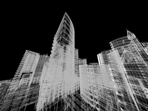 Abstract architecture background 3D illustration Stock Illustration