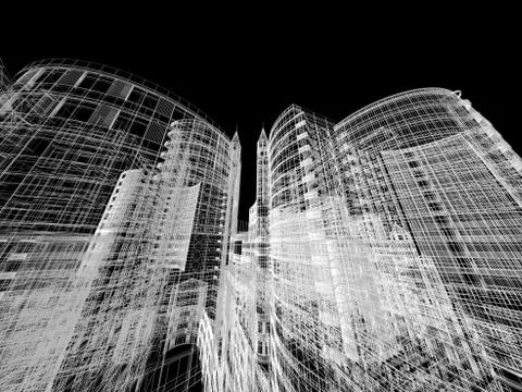 Abstract architecture background 3D illustration Stock Illustration