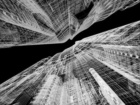 Abstract architecture background 3D illustration Stock Illustration
