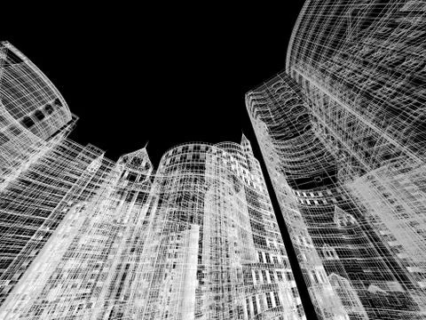 Abstract architecture background 3D illustration Stock Illustration