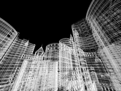 Abstract architecture background 3D illustration Stock Illustration