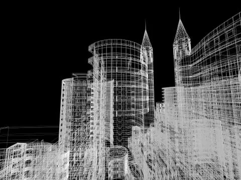 Abstract architecture background 3D illustration Stock Illustration