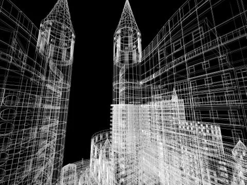 Abstract architecture background 3D illustration Stock Illustration