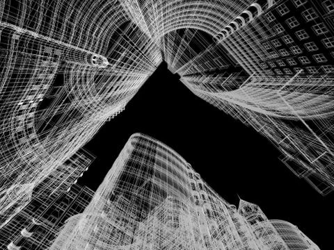 Abstract architecture background 3D illustration Stock Illustration