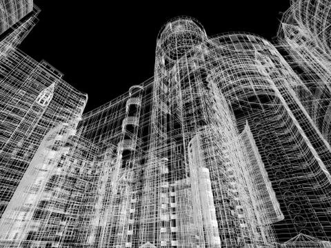 Abstract architecture background 3D illustration Stock Illustration