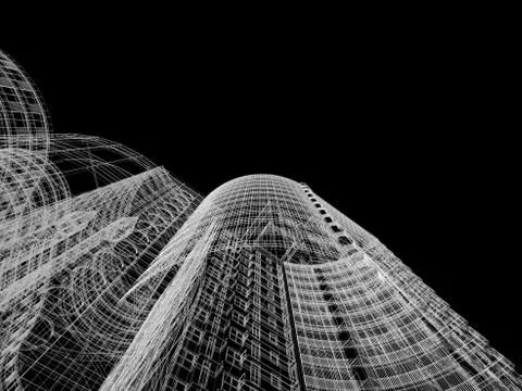 Abstract architecture background 3D illustration Stock Illustration