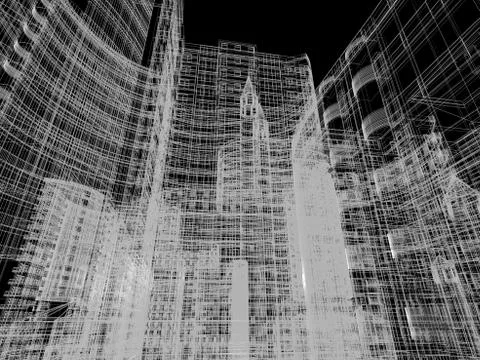 Abstract architecture background 3D illustration Illustrazione stock