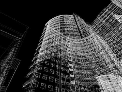 Abstract architecture background 3D illustration Stock Illustration