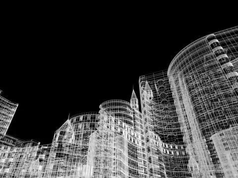 Abstract architecture background 3D illustration Stock Illustration