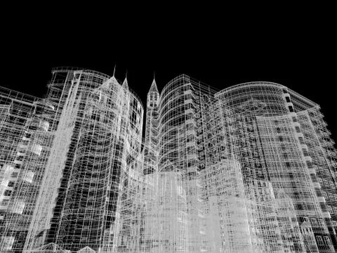 Abstract architecture background 3D illustration Stock Illustration