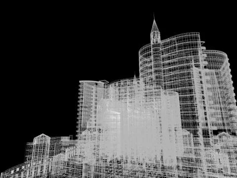 Abstract architecture background 3D illustration Stock Illustration