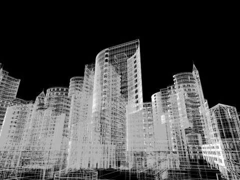 Abstract architecture background 3D illustration Stock Illustration