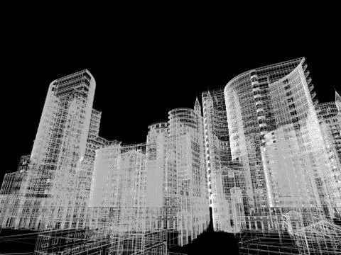 Abstract architecture background 3D illustration Stock Illustration