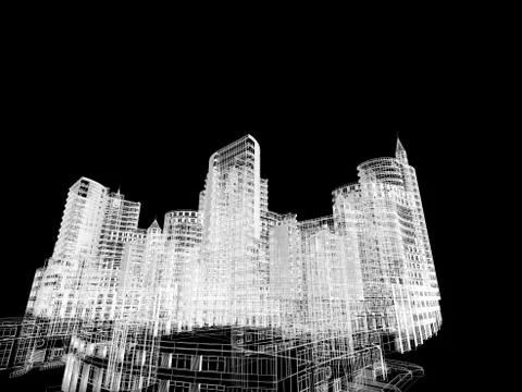 Abstract architecture background 3D illustration Stock Illustration