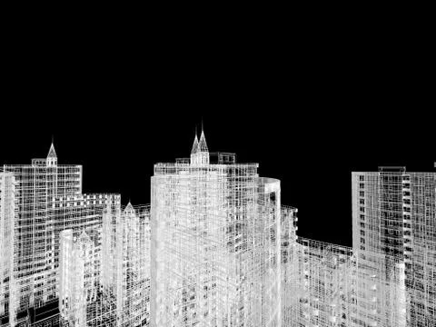Abstract architecture background 3D illustration Stock Illustration