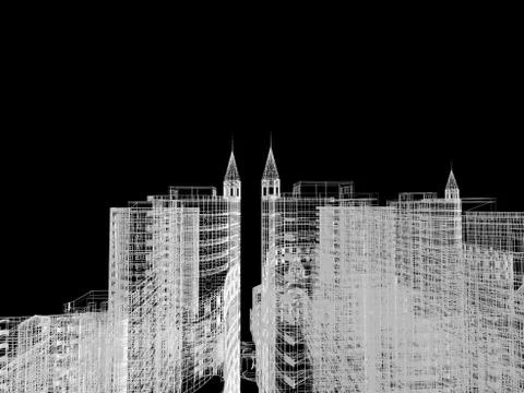 Abstract architecture background 3D illustration Stock Illustration