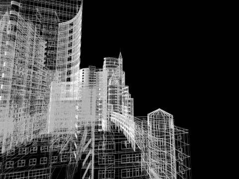 Abstract architecture background 3D illustration Stock Illustration