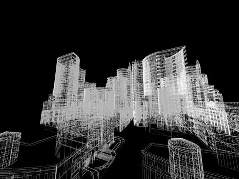 Abstract architecture background 3D illustration Stock Illustration