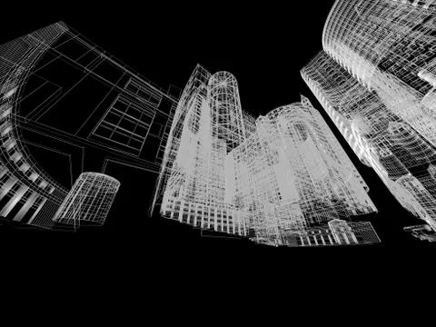 Abstract architecture background 3D illustration Illustrazione stock