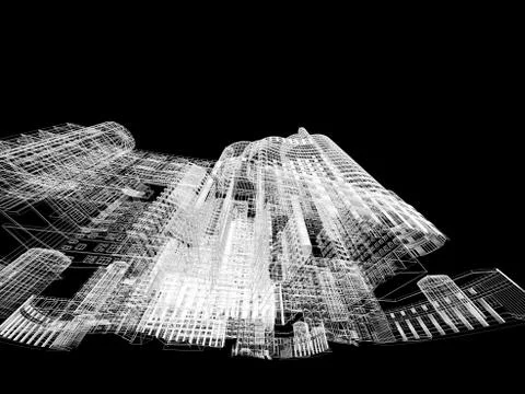 Abstract architecture background 3D illustration Stock Illustration