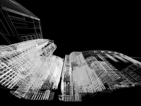 Abstract architecture background 3D illustration Stock Illustration