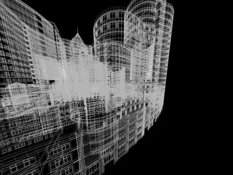 Abstract architecture background 3D illustration Stock Illustration