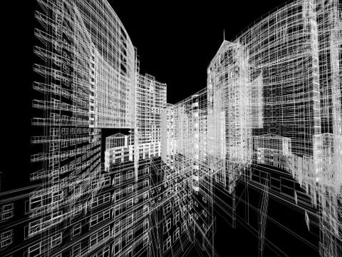 Abstract architecture background 3D illustration Stock Illustration