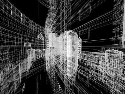 Abstract architecture background 3D illustration Stock Illustration