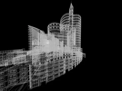 Abstract architecture background 3D illustration Stock Illustration