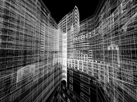 Abstract architecture background 3D illustration Ilustração Stock